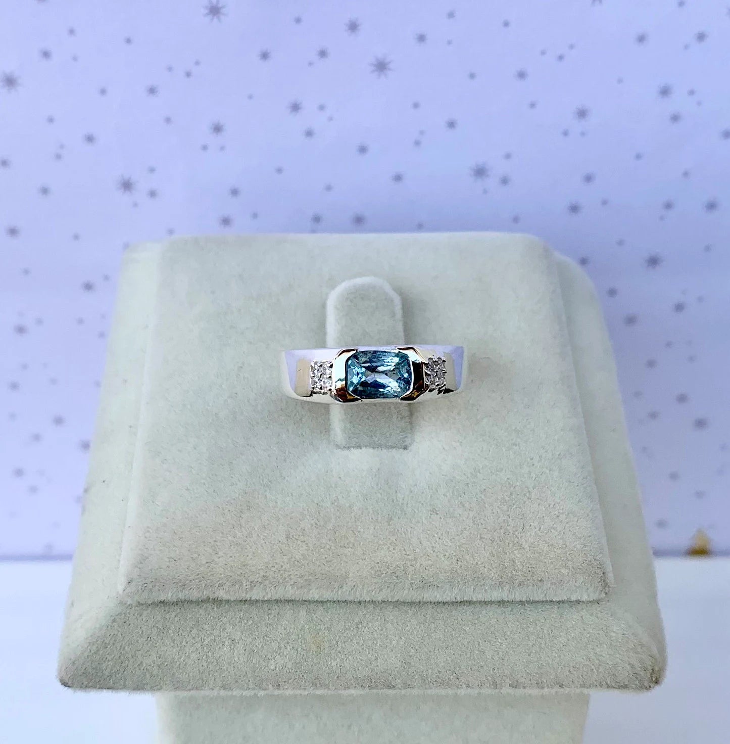 Natural Blue Topaz Octagon Cut Solitaire Men's Ring 925 Pure Silver Statement Ring