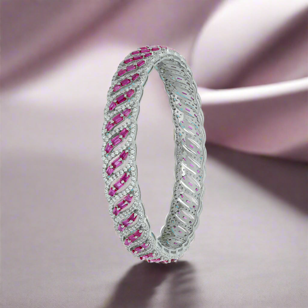 Pure 925 Pure Silver Gemstone Bangle