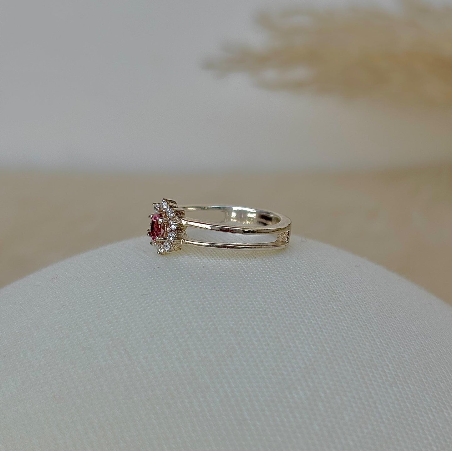 Natural Pink Tourmaline 925 Pure Silver Ring (Certified)