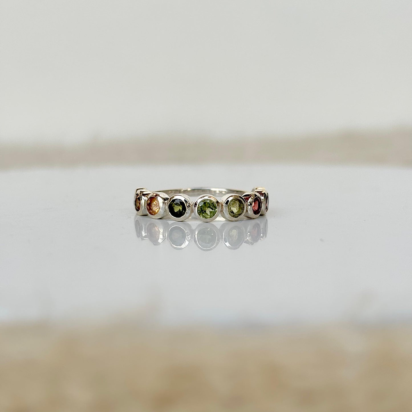 Colors of Tourmaline - 925 Pure Silver Multi Tourmaline Ring