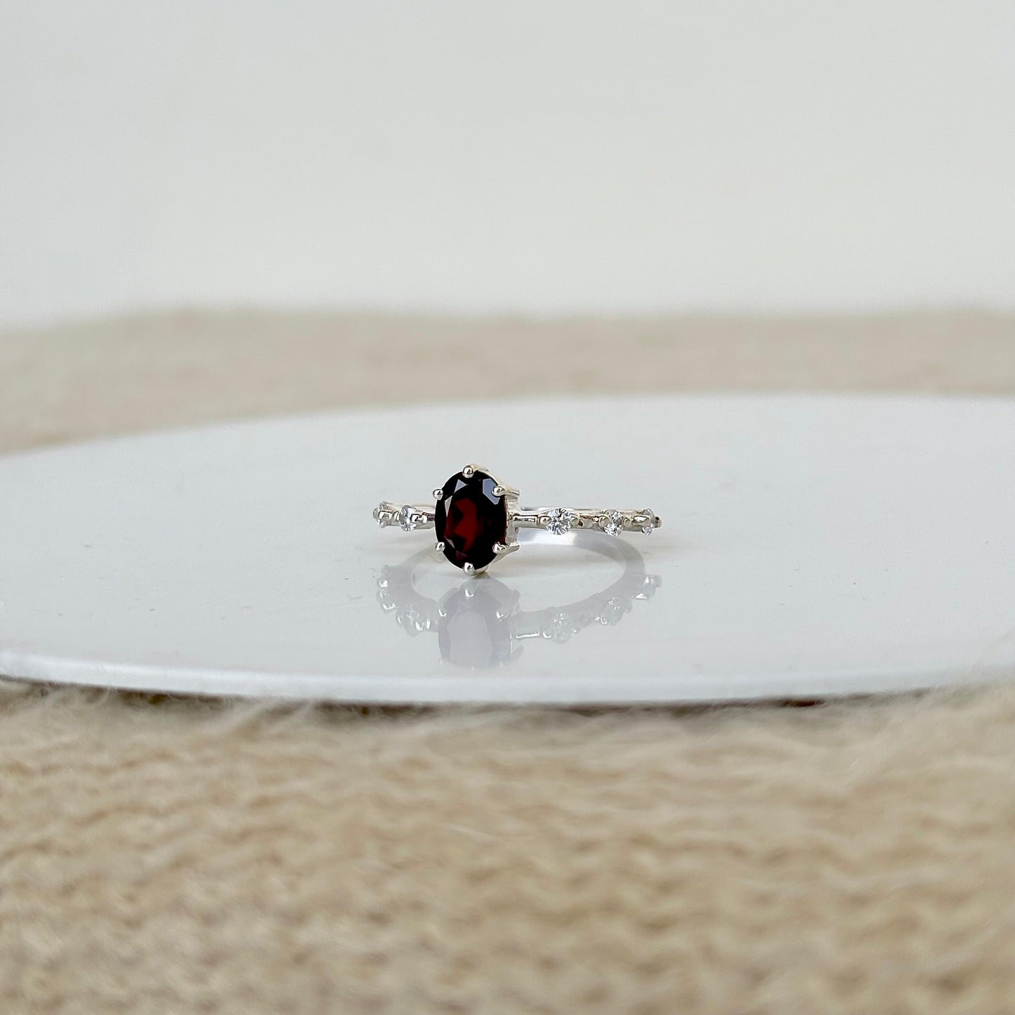 925 Pure Silver Natural Garnet Ring – Certified