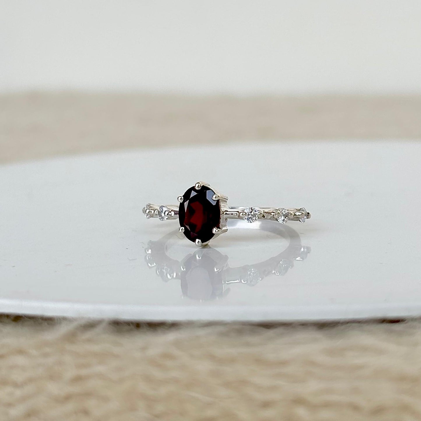 Natural Garnet 925 Pure Silver Ring (Certified)