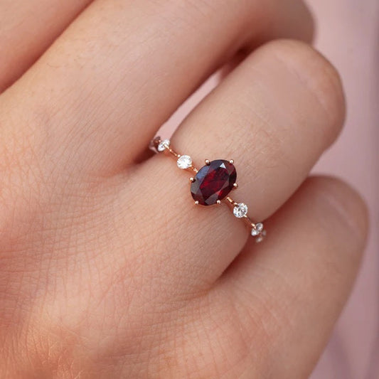 925 Sterling Silver Natural Garnet Ring – Premium Quality
