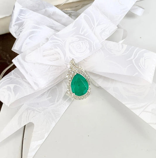 925 Pure Silver Natural Green Quartz Teardrop Pendant