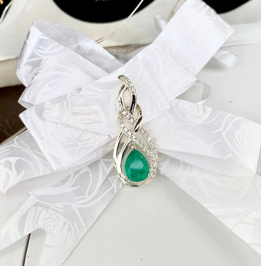 925 Pure Silver Natural Green Quartz Teardrop Pendant