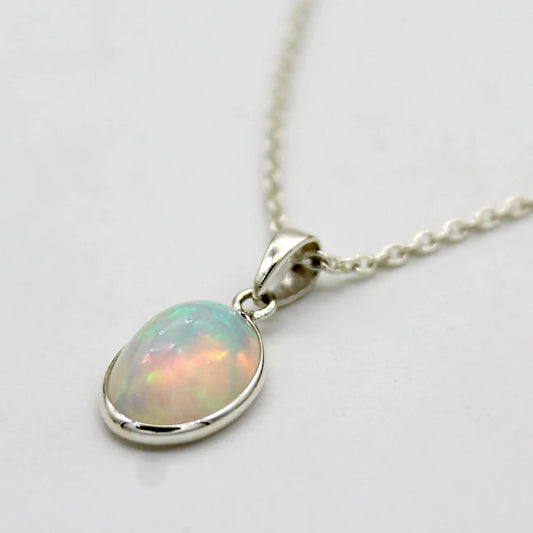 5 CT AAAA Natural Ethiopian Fire Opal Pendant in 925 Pure Silver Pendant Necklace