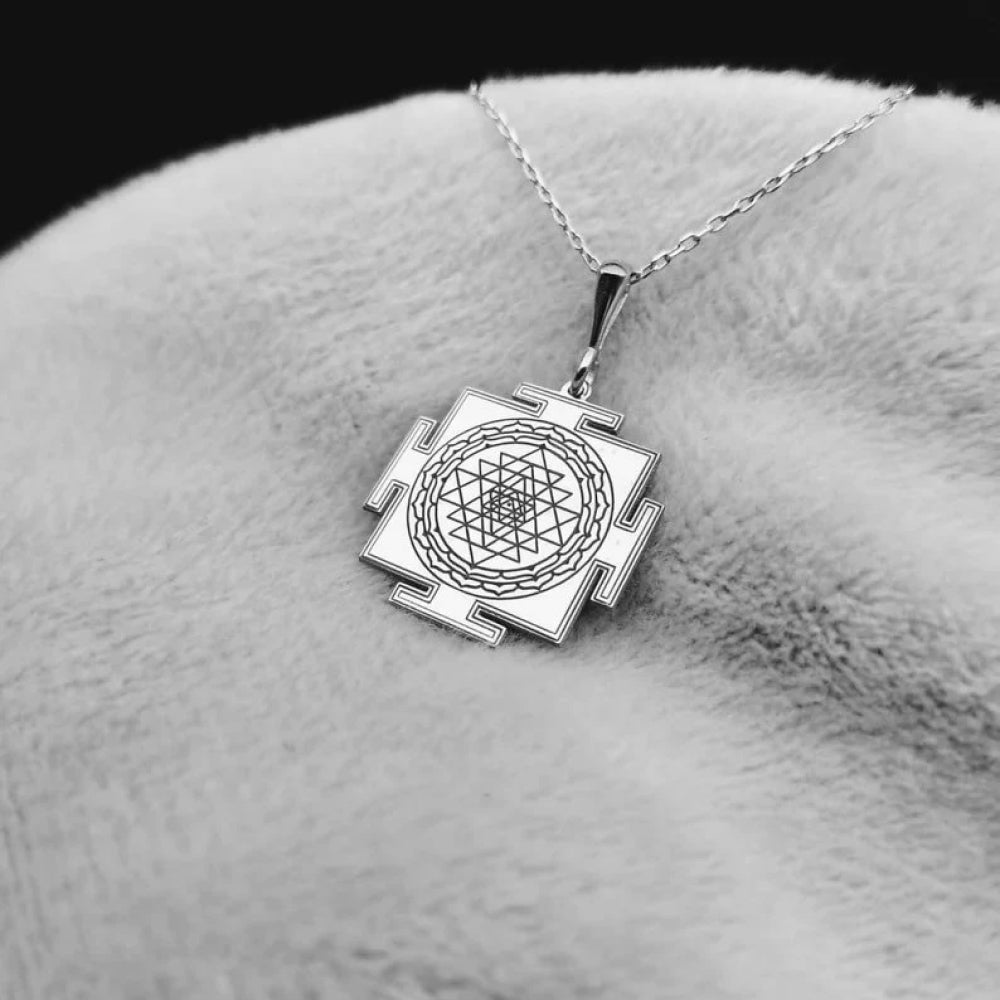 925 Pure Silver Sriyantra Sacred Geometry Necklace
