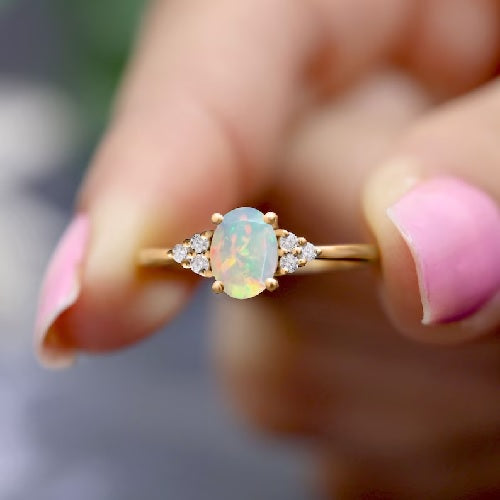 925 Pure Silver Ethiopian Fire Opal Ring