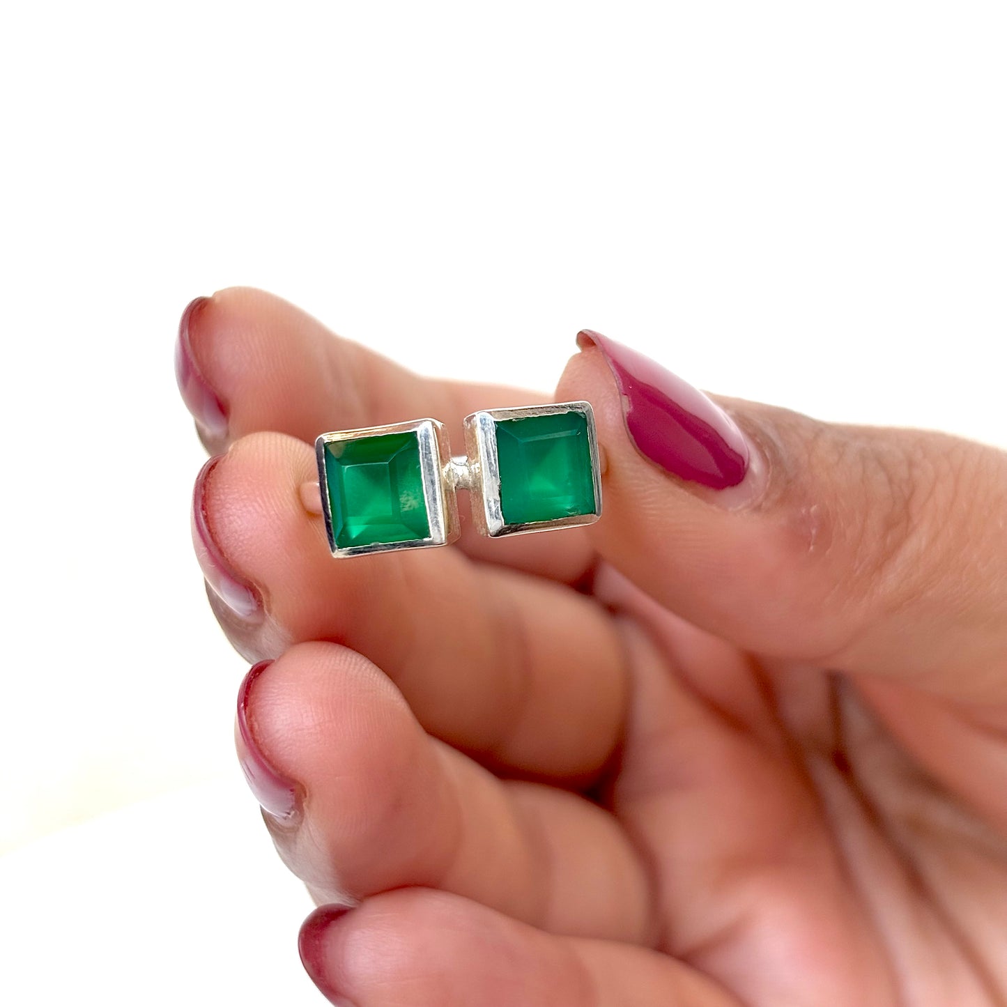 Natural Green Onyx 925 Silver Ring