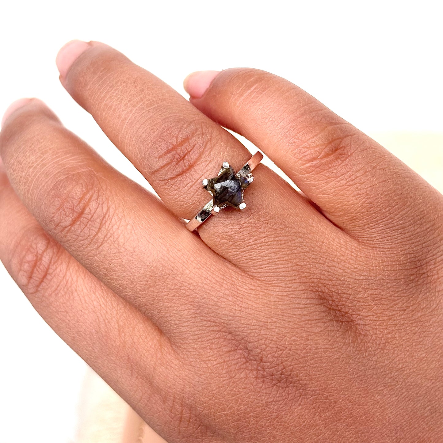 Natural Labrodorite 925 Pure Silver Ring (Certified)