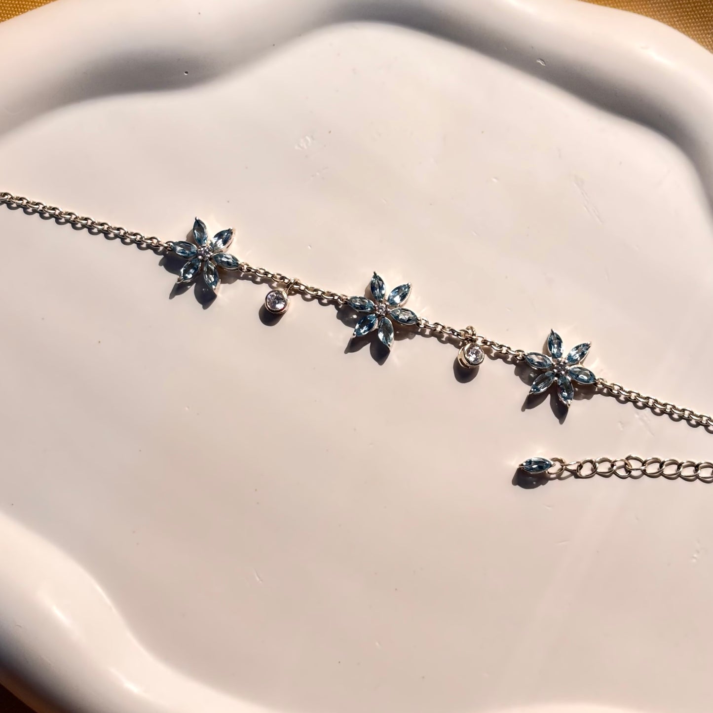Natural Blue Topaz 925 Pure Silver Bracelet (Certified)