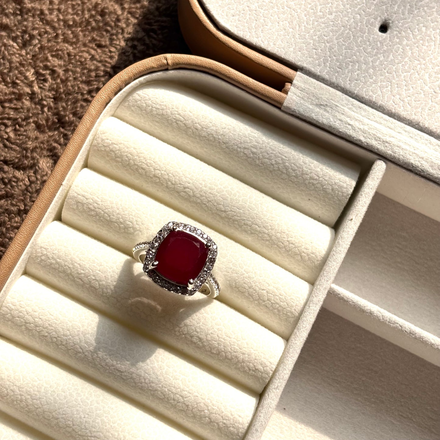 Natural Ruby Quartz 925 Pure Silver Ring