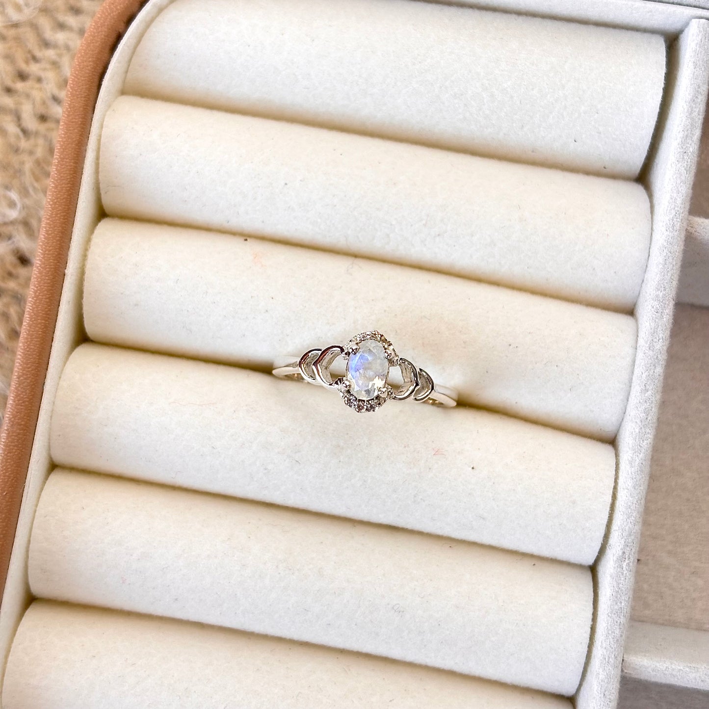 Natural Rainbow Moonstone 925 Pure Silver Ring (Certified)