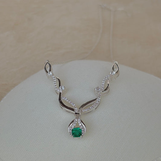 925 Pure Silver Natural Green Quartz Necklace
