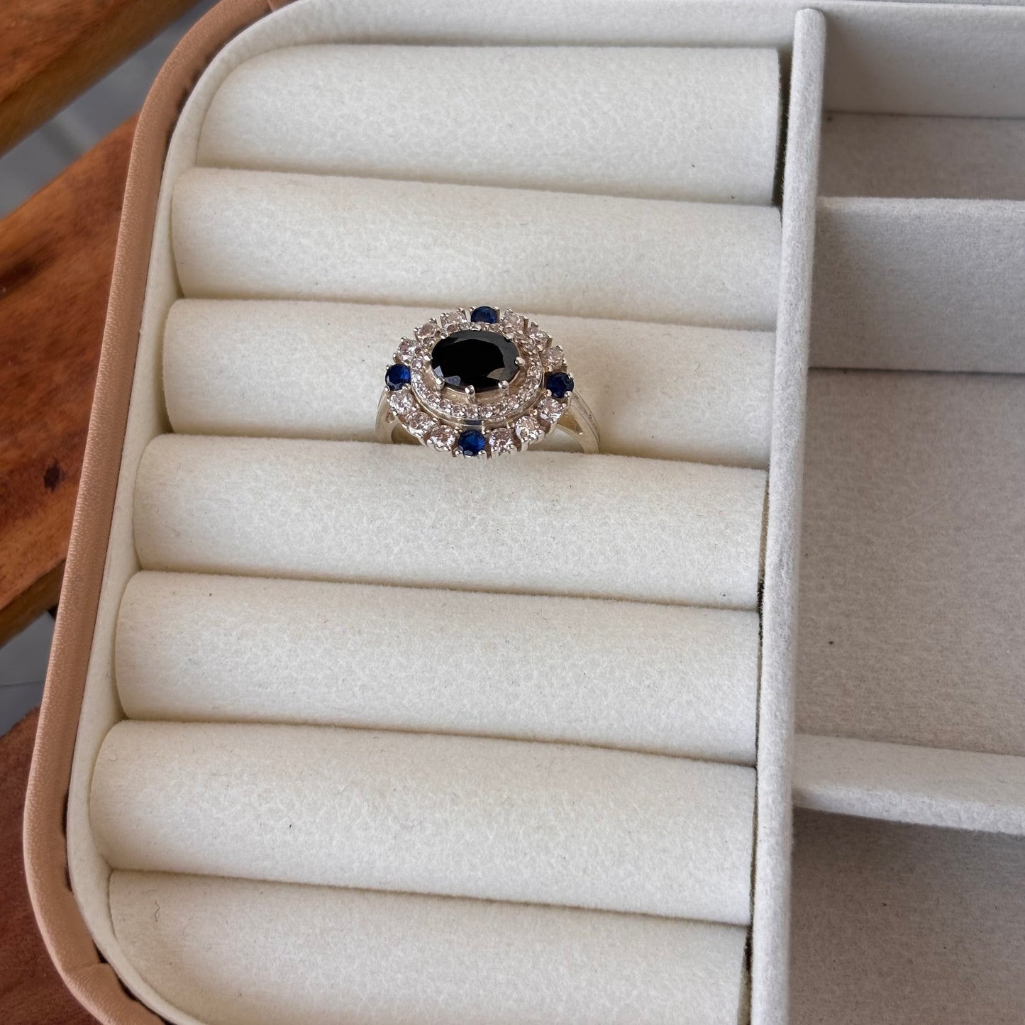 Natural Blue Sapphire 925Pure Silver Statement Ring (Certified)