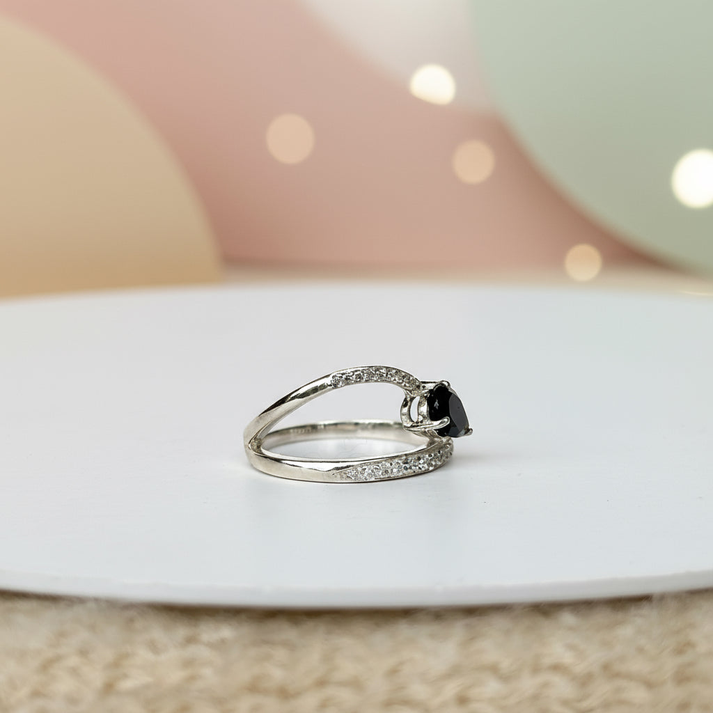 925 Silver Pear-Shaped Natural Green Tourmaline Designer Ring