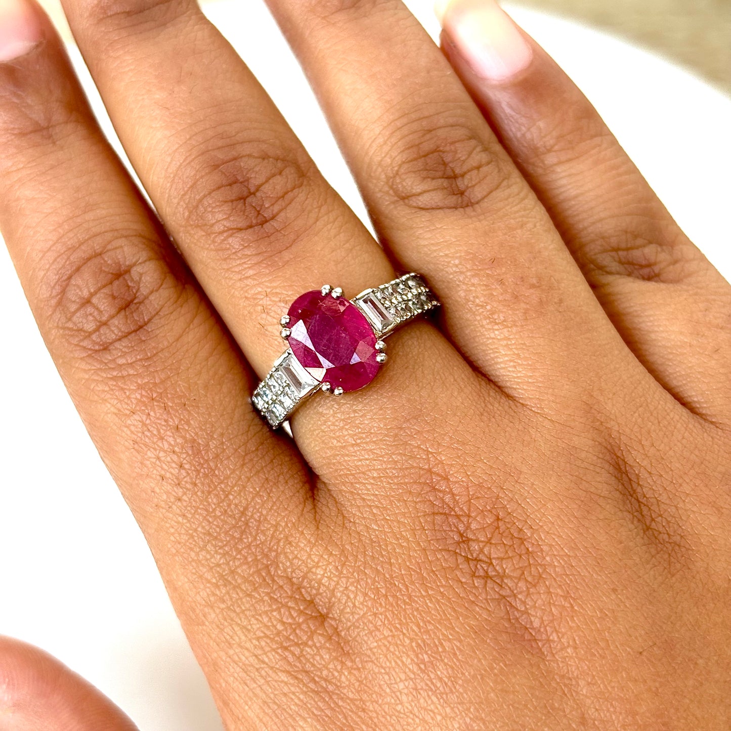 Natural Ruby 925 Pure Silver Ring (Certified)