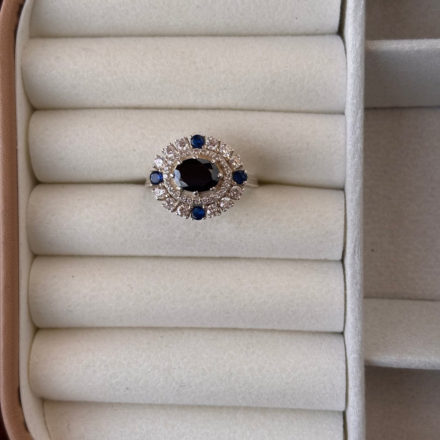 Natural Blue Sapphire 925Pure Silver Statement Ring (Certified)