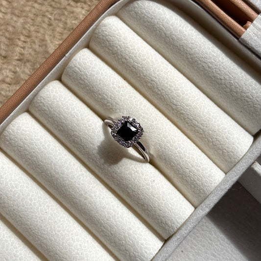 925 Pure Silver Blue Zircon Ring