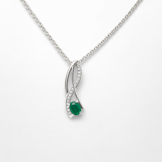 Natural Green Onyx 925 Pure Silver Pendant with Chain (Certified)