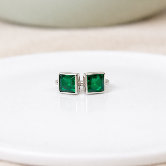 Natural Green Onyx 925 Silver Ring (Certified)