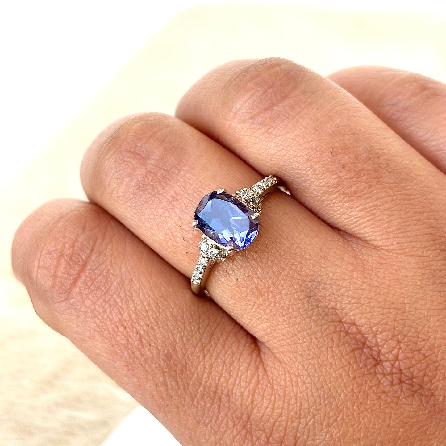 Natural Iolite Oval Cut 925 Pure Silver Ring (Certified)