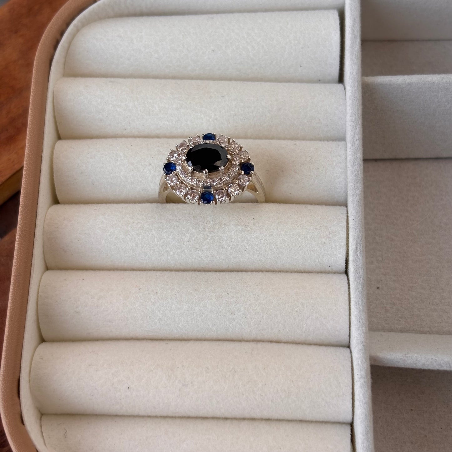 Natural Blue Sapphire 925Pure Silver Statement Ring (Certified)