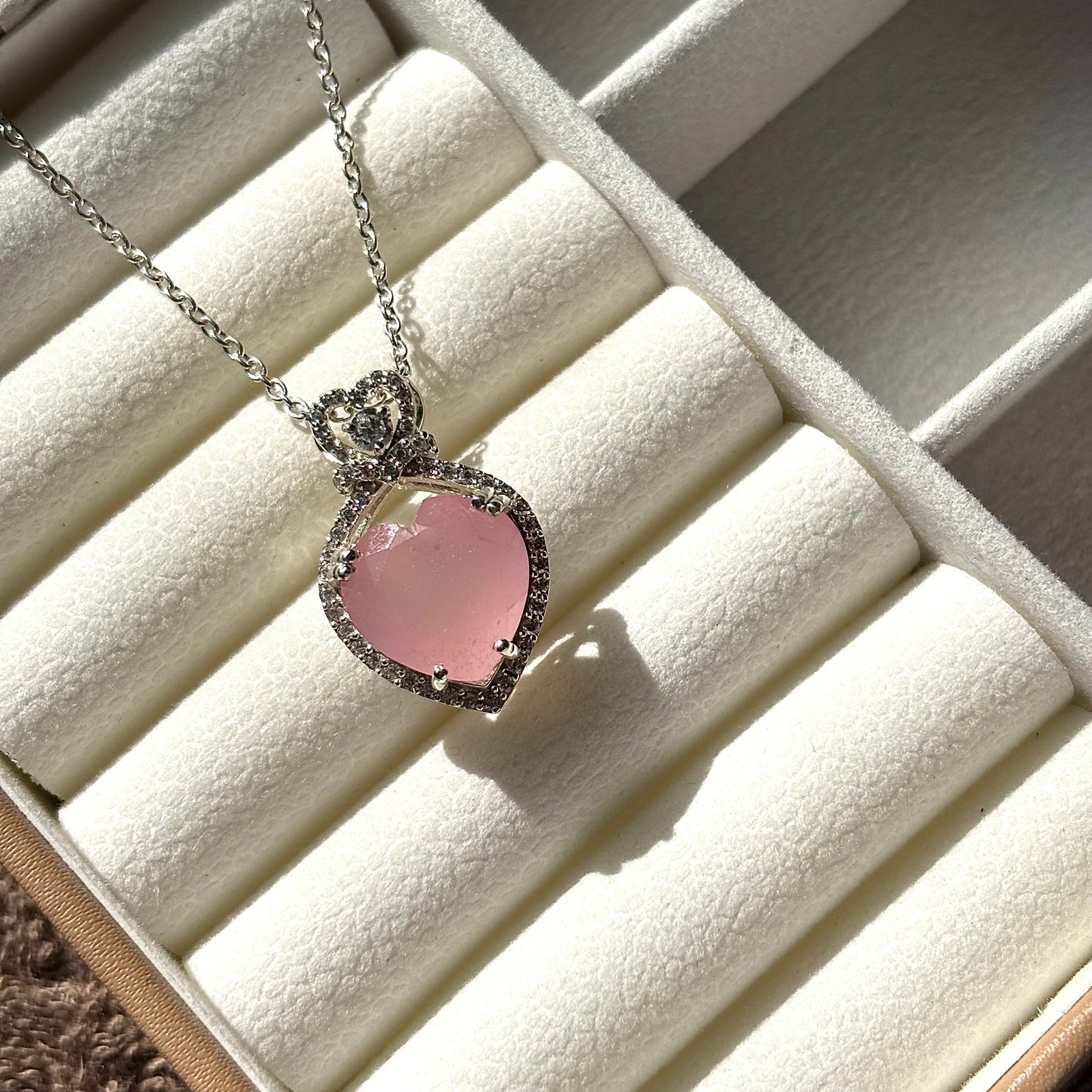 Natural Rose Quartz 925 Pure Silver Pendant (Certified)