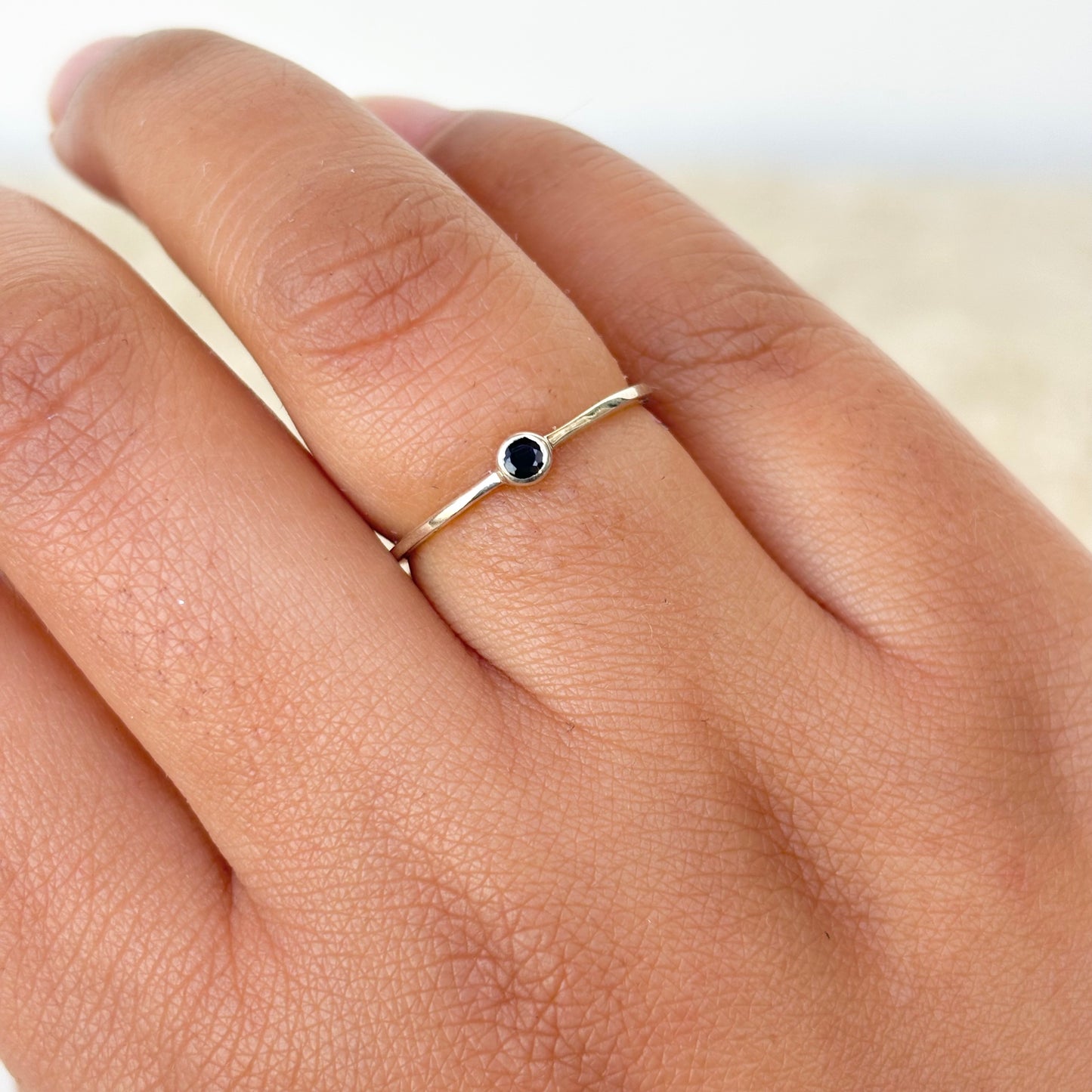 Natural Blue Sapphire 925 Pure Silver Minimal Ring (Certified)