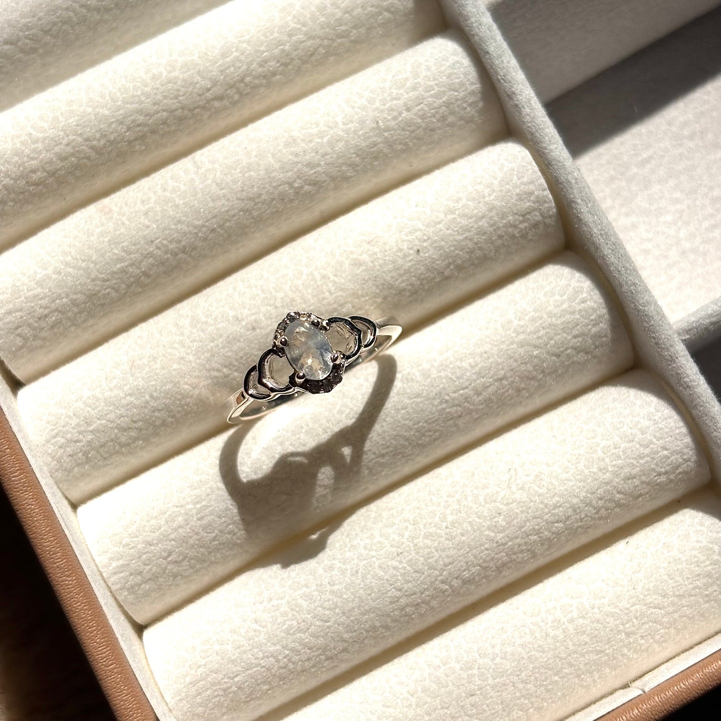 Natural Rainbow Moonstone 925 Pure Silver Ring (Certified)