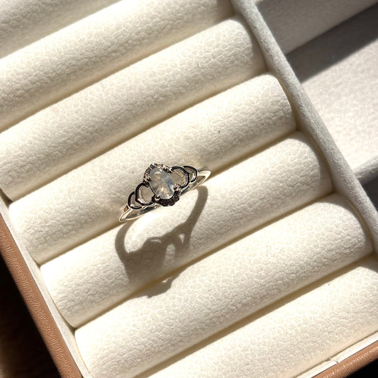 Natural Rainbow Moonstone 925 Pure Silver Ring (Certified)