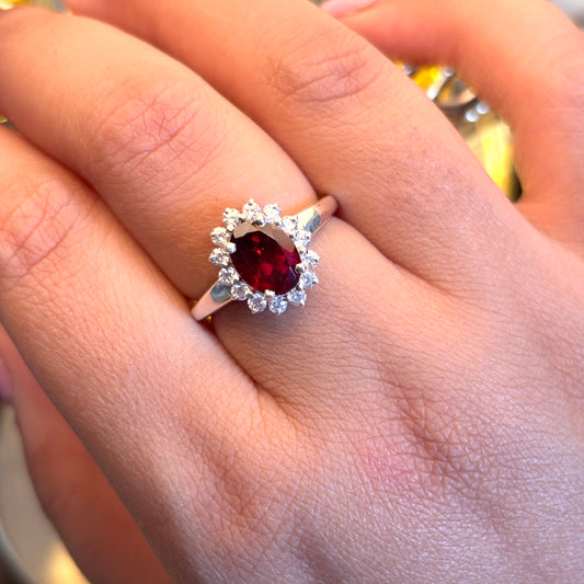 Natural Garnet 925 Pure Silver Ring (Certified)