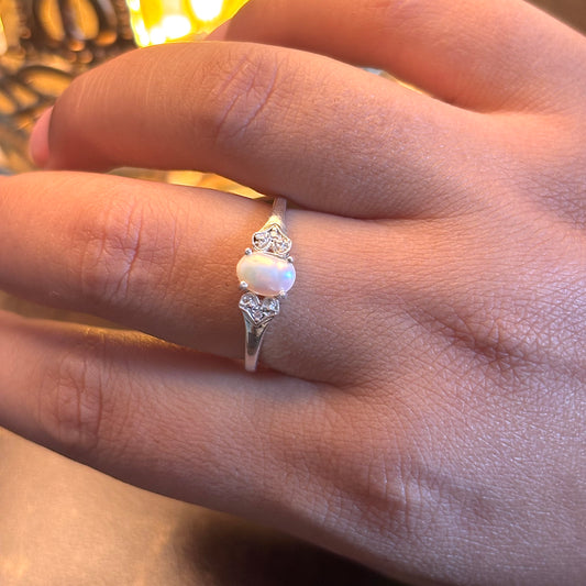 Natural Pearl 925 Pure Silver Ring (Certified)