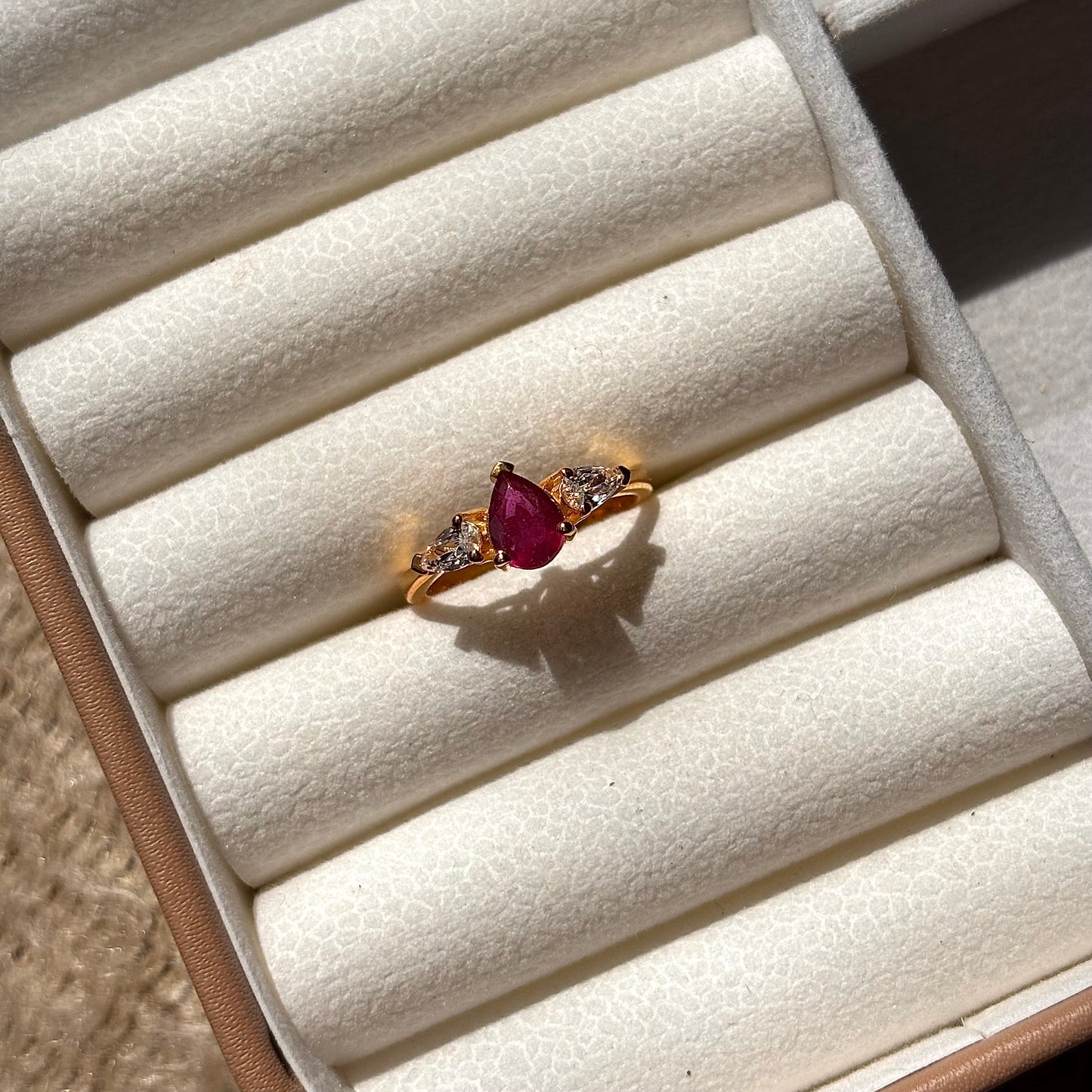 Natural Pear Cut Ruby 925 Pure Silver Ring (Certified)