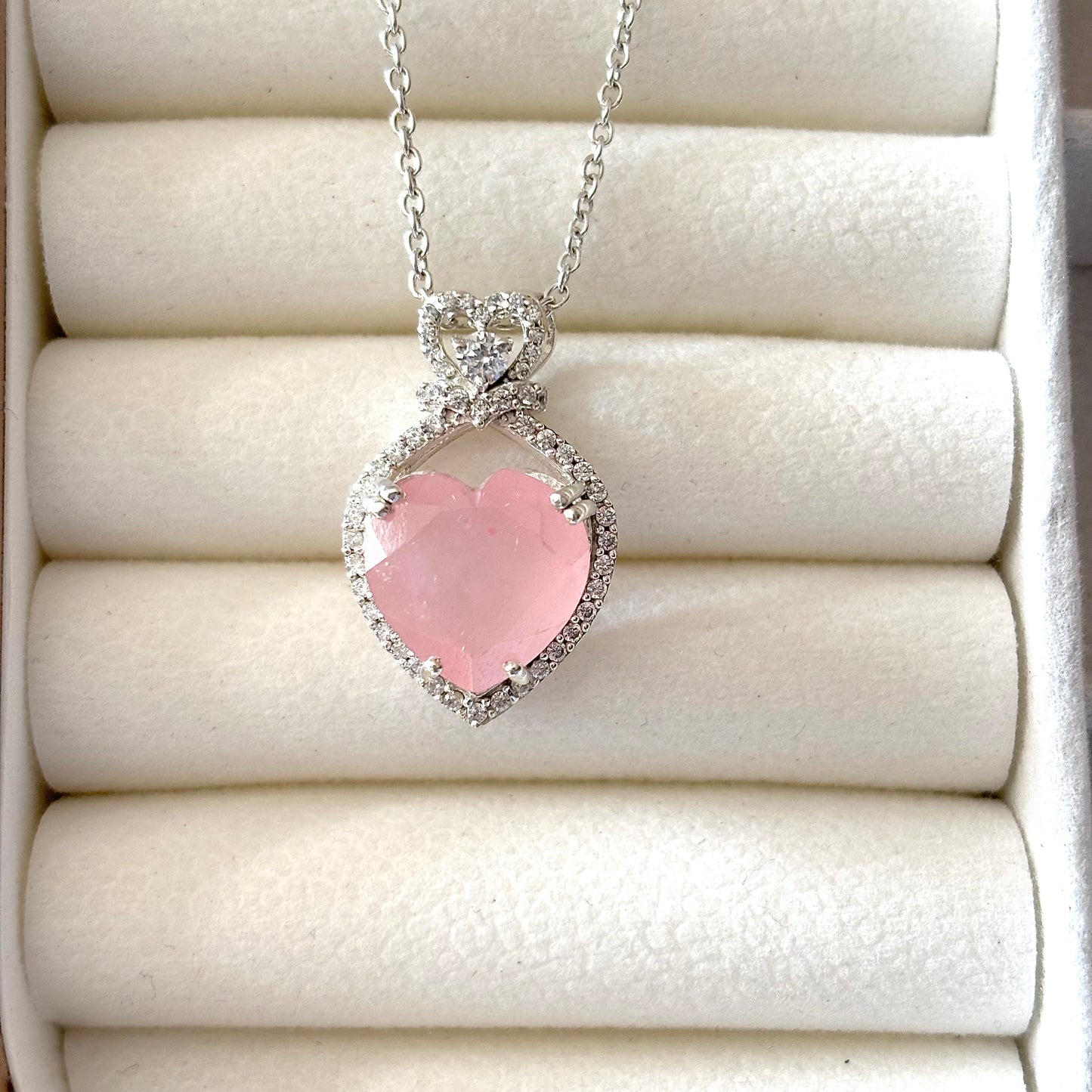 Natural Rose Quartz 925 Pure Silver Pendant (Certified)