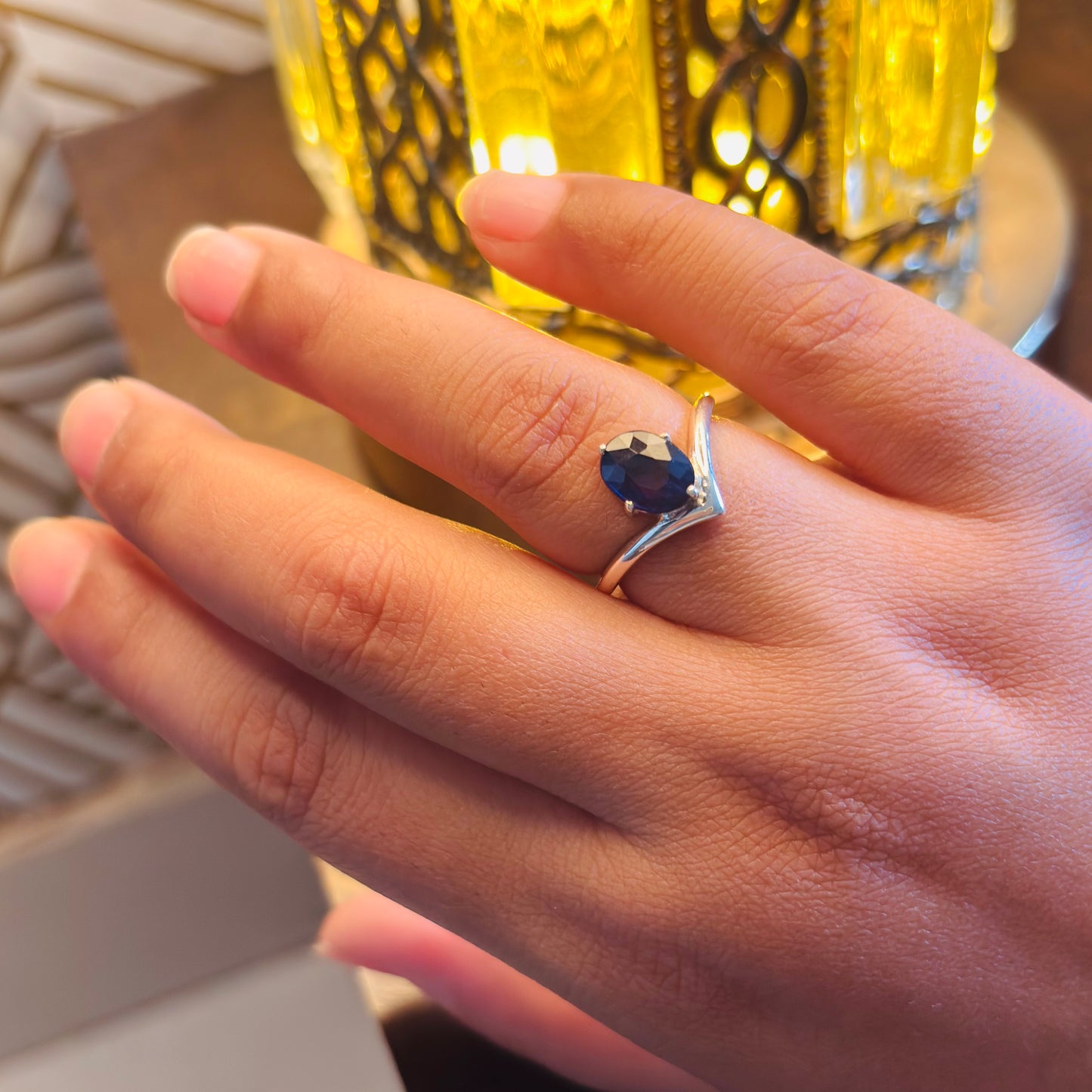 Natural Blue Sapphire 925 Pure Silver Ring (Certified)