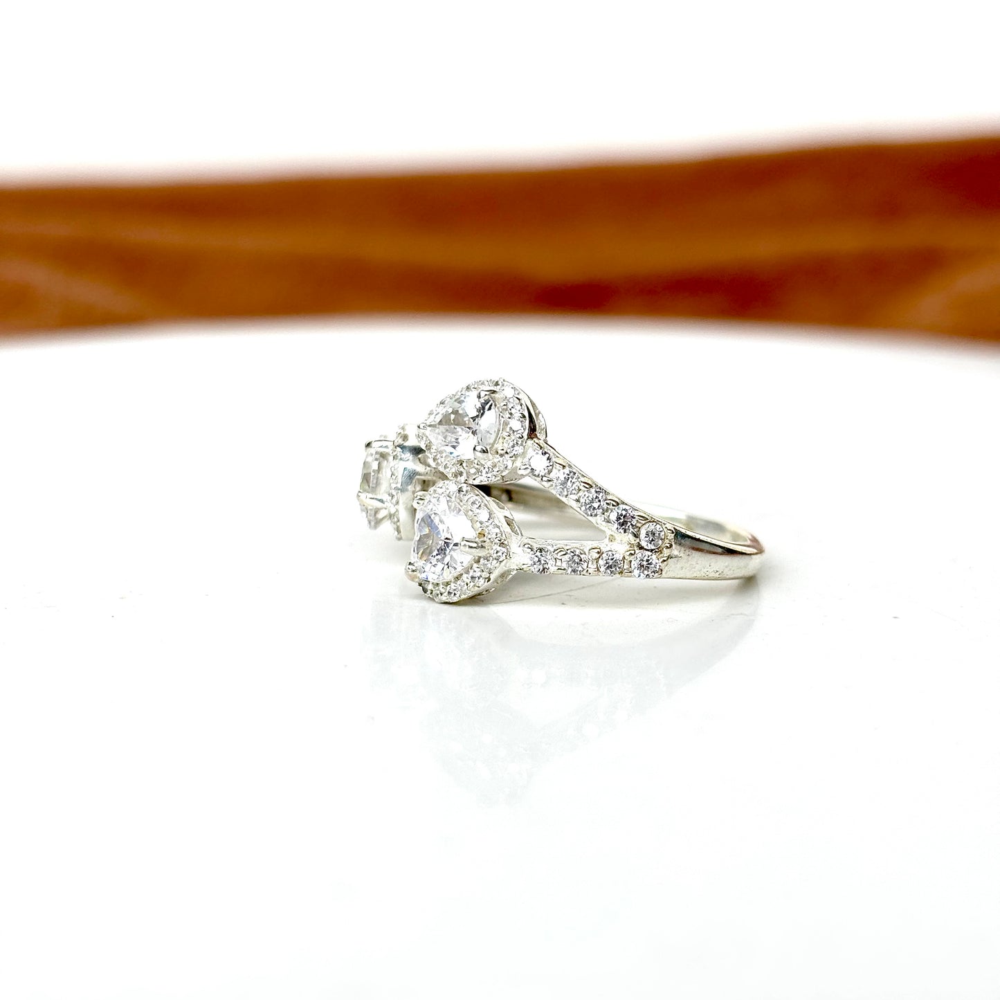 Triple Sparkle 925 Silver CZ Statement Ring