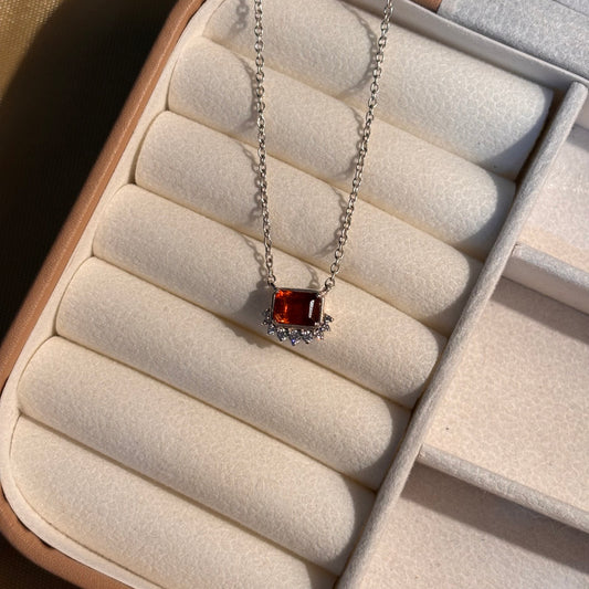 Natural Garnet 925 Pure Silver Pendant (Certified)