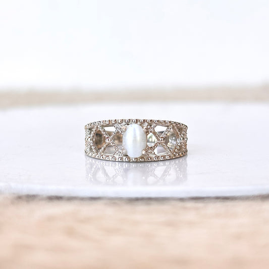 Natural Oval Pearl 925 Pure Silver Statement Ring (Certified)