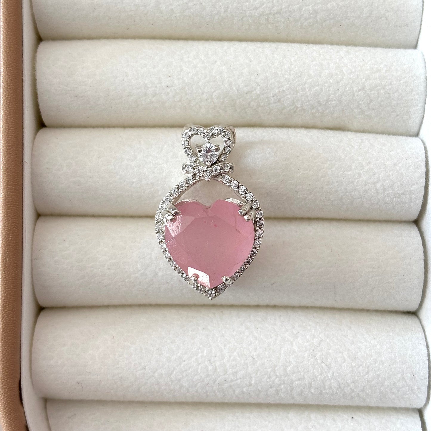 Natural Rose Quartz 925 Pure Silver Pendant (Certified)