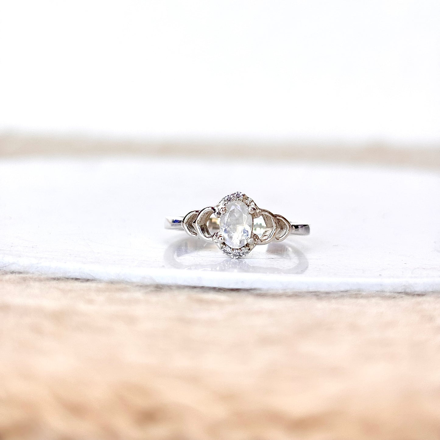Natural Rainbow Moonstone 925 Pure Silver Ring (Certified)