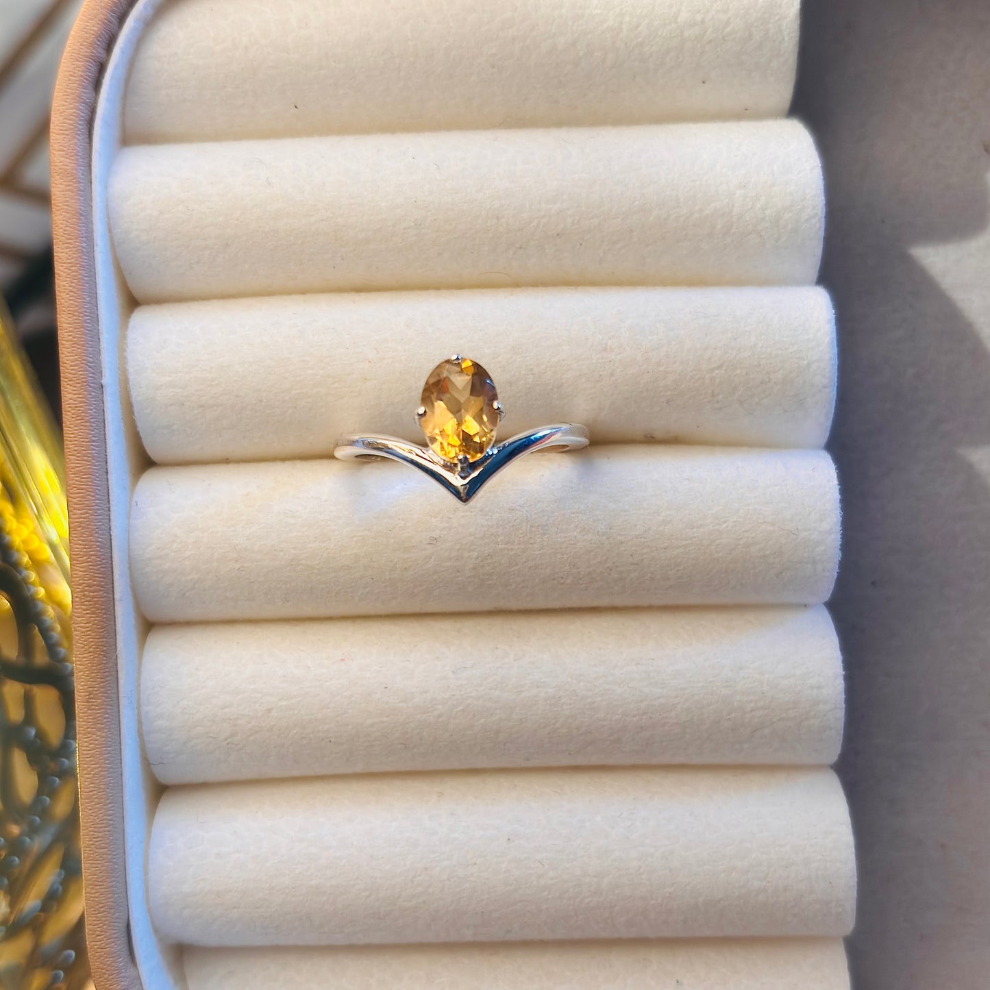 Natural Citrine 925 Pure Silver Ring (Certified)