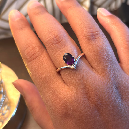 Natural Garnet 925 Pure Silver Ring (Certified)