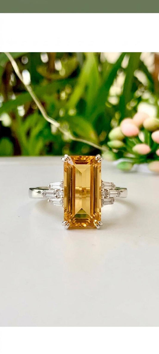 Natural Citrine Ring 925 Silver