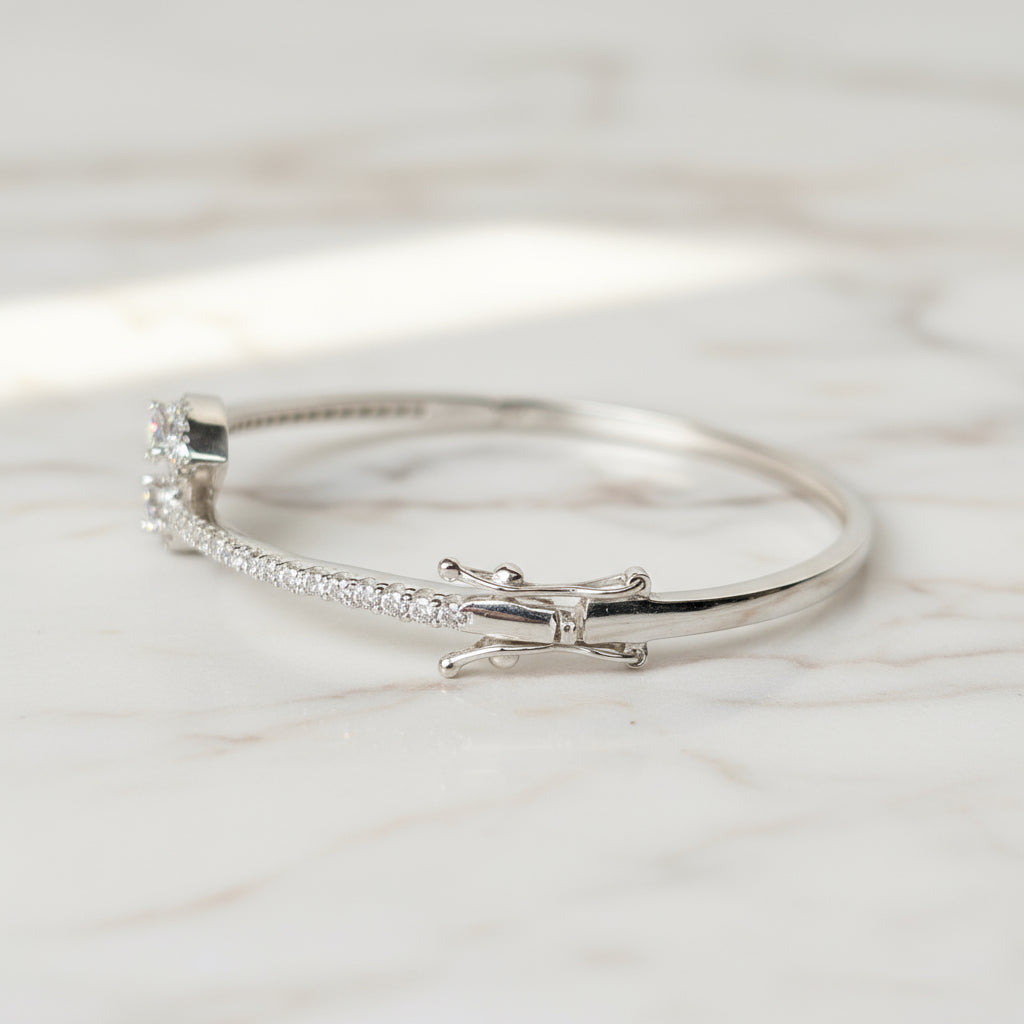 Sterling Silver Pear Shape Zirconia Bangle Bracelet