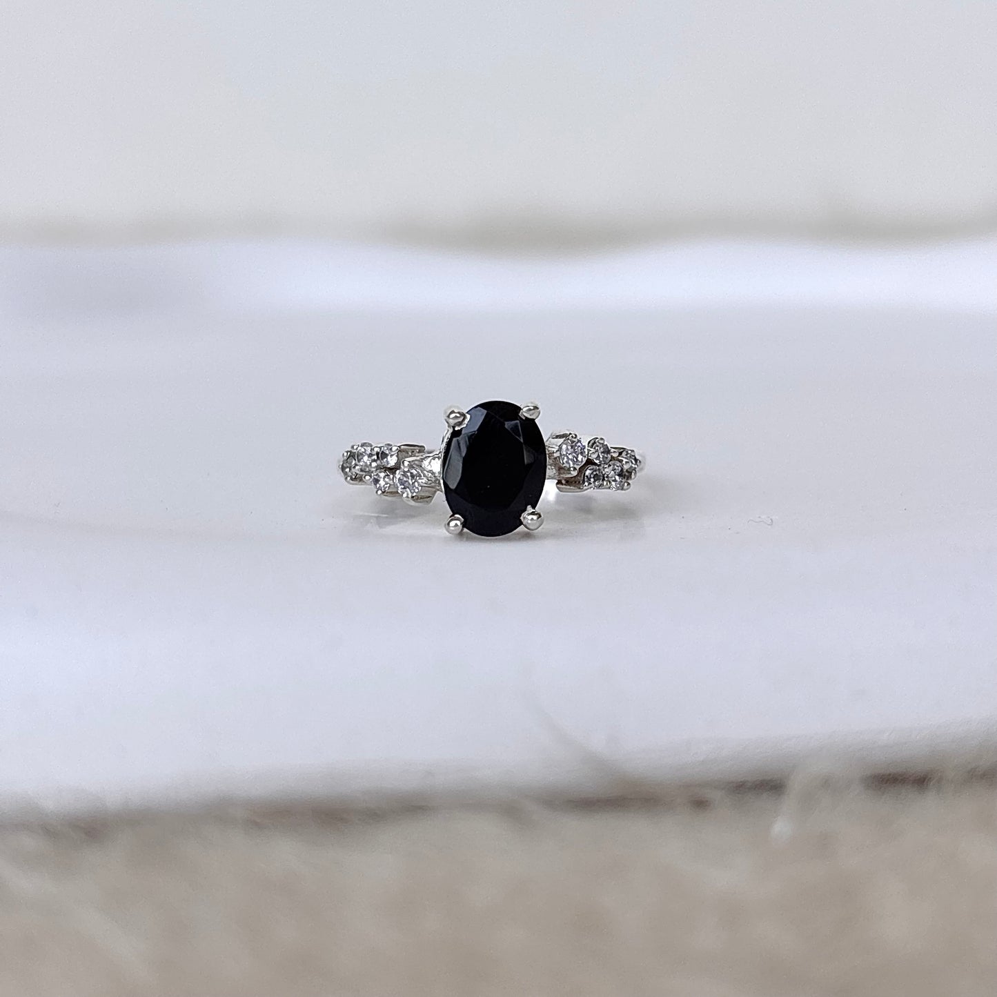 Natural Black Onyx 925 Pure Silver Ring (Certified)