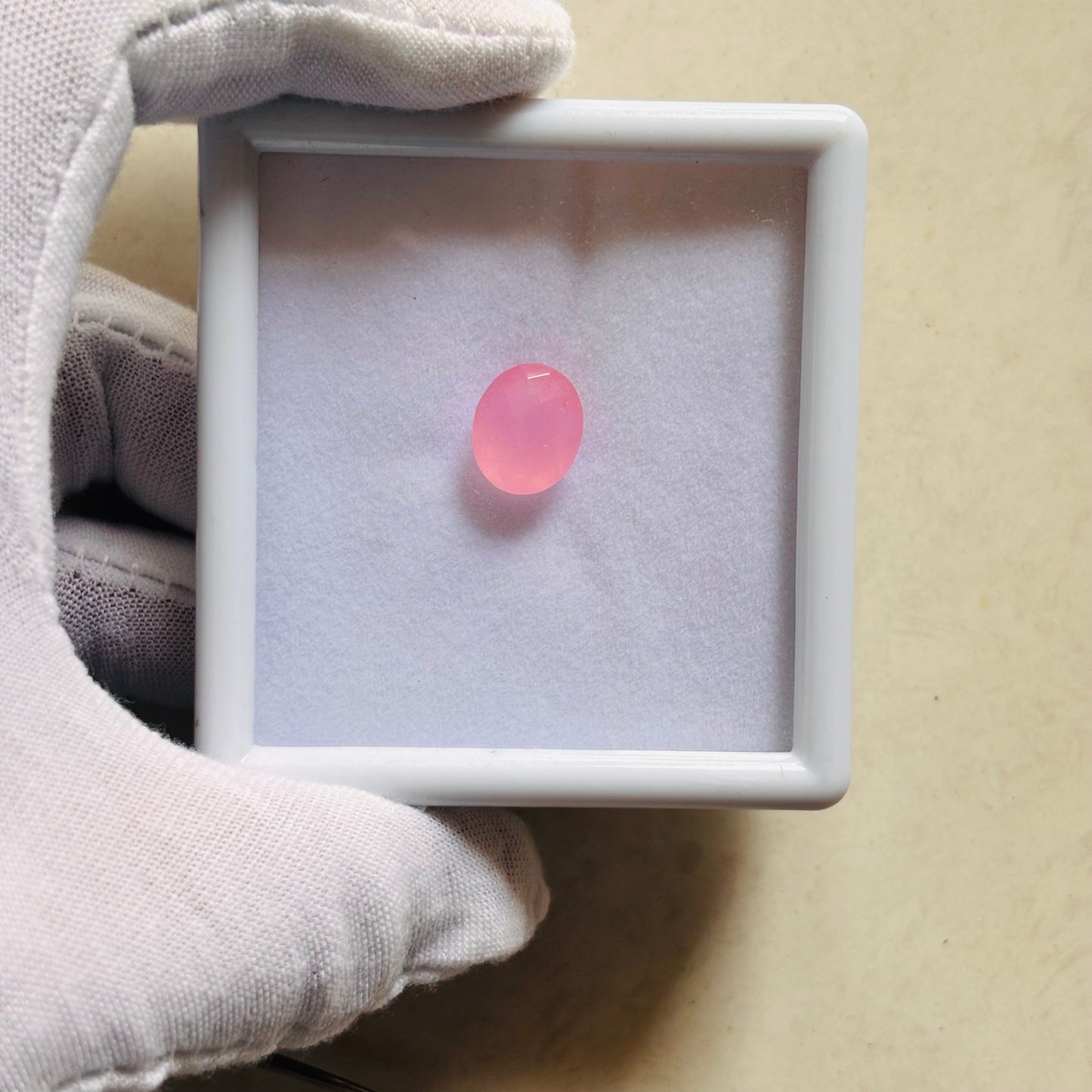 Natural Rose Quartz 5.15 Ct Checker Oval Shape Gemstone (Certified)