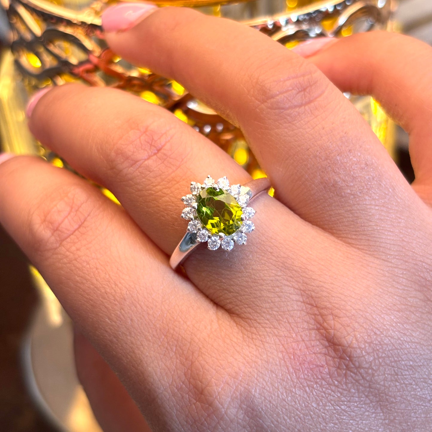 Natural Peridot 925 Pure Silver Ring (Certified)