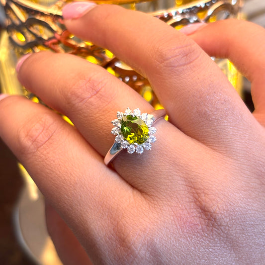 Natural Peridot 925 Pure Silver Ring (Certified)