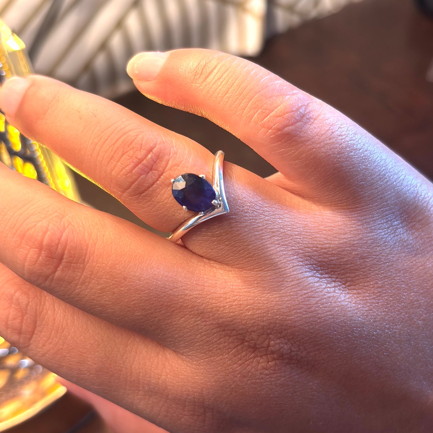 Natural Blue Sapphire 925 Pure Silver Ring (Certified)